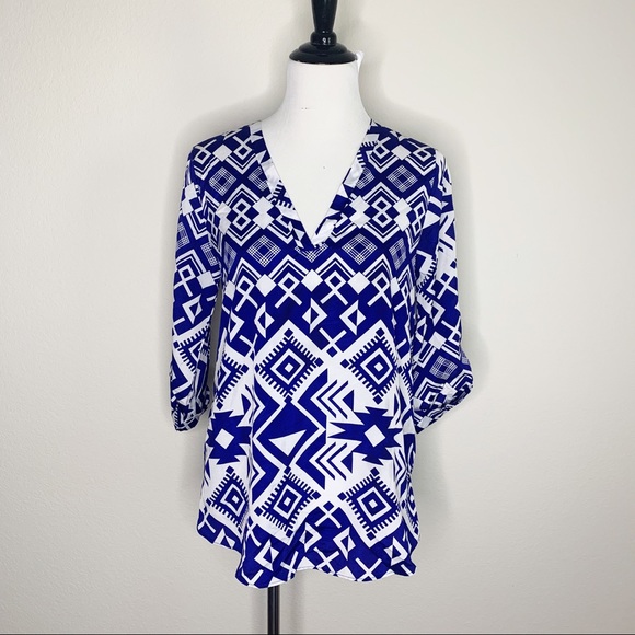 Anthropologie Everly Tunic, Blue and White - Picture 8 of 13